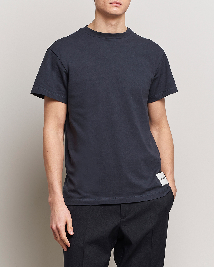 Hombres | Camisetas negras | Jil Sander | 3-Pack Bottom Logo T-Shirts White/Navy/Black