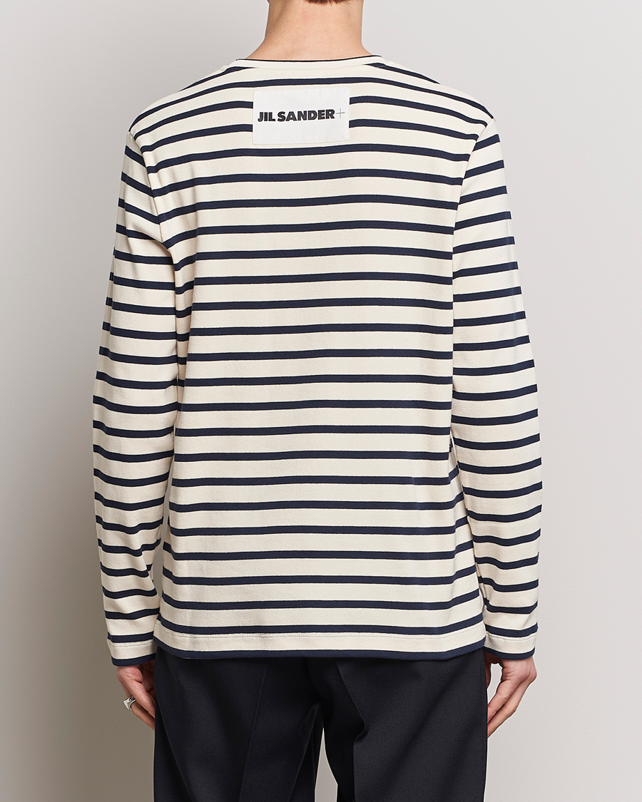 Hombres | Camisetas | Jil Sander | Long Sleeve Rib Cotton T-Shirt Marine Stripes