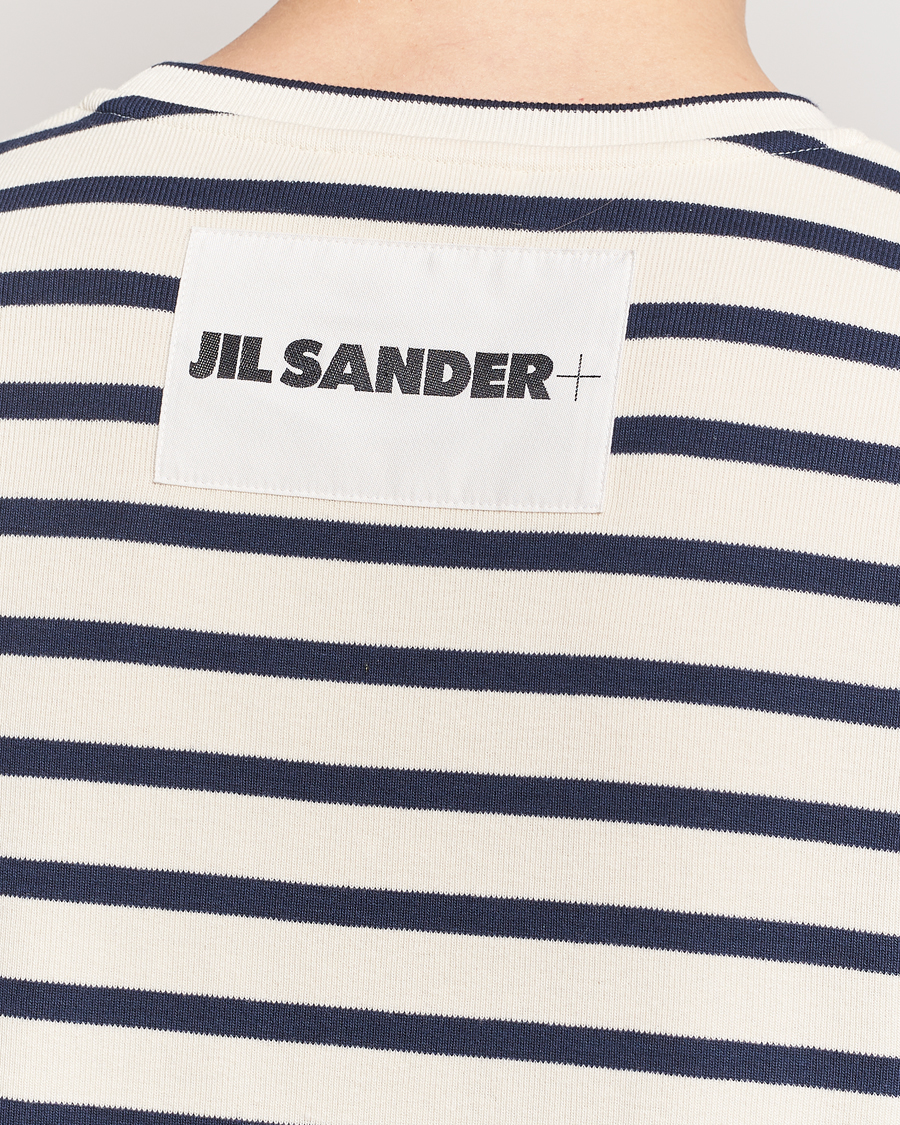 Hombres | Camisetas | Jil Sander | Long Sleeve Rib Cotton T-Shirt Marine Stripes