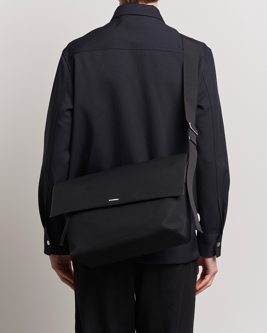 Men |  | Jil Sander | Canvas/Leather Cross Body Bag Black
