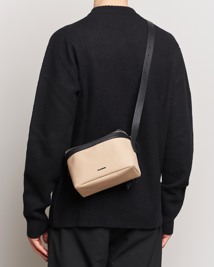 Hombres | Jil Sander Cotton/Nappa Cross Body Bag Dark Sand | Jil Sander | Cotton/Nappa Cross Body Bag Dark Sand