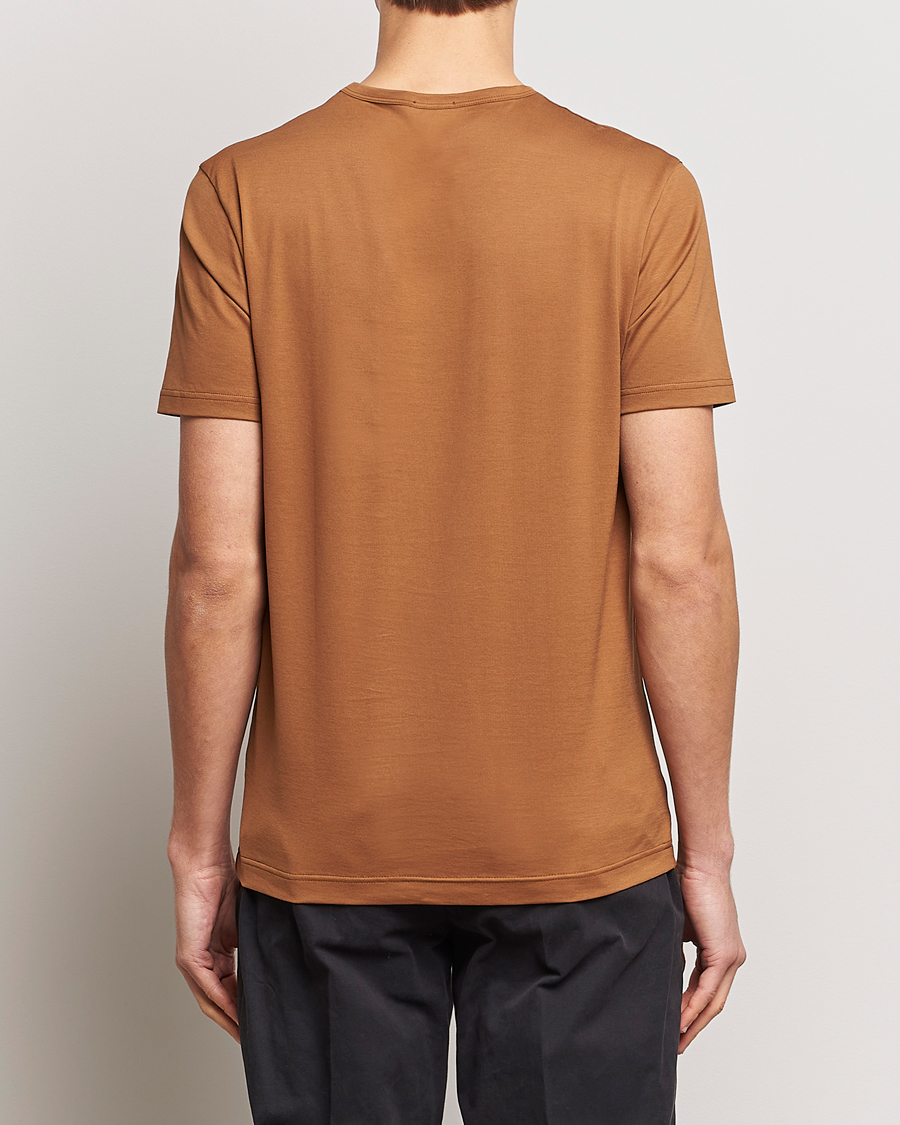 Hombres | Camisetas | Sunspel | Crew Neck Cotton Tee Dark Camel