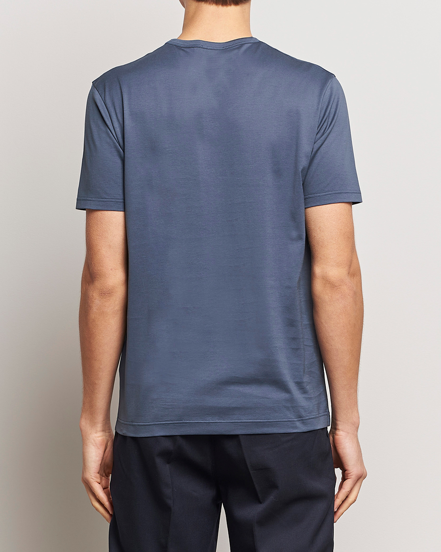 Hombres | Camisetas | Sunspel | Crew Neck Q82 Cotton T-Shirt Slate Blue