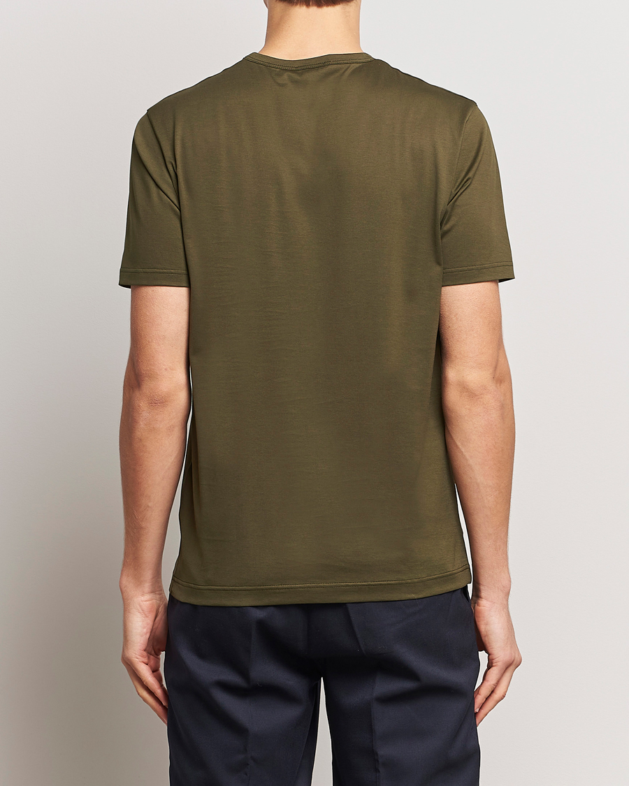 Hombres | Camisetas | Sunspel | Crew Neck Cotton Tee Dark Olive