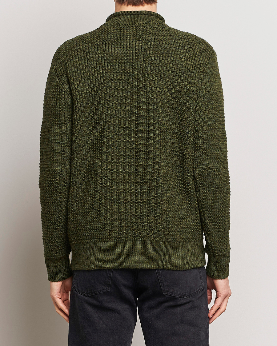 Hombres | Jerséis y prendas de punto | Sunspel | Fisherman Merino Wool Jumper Dark Olive