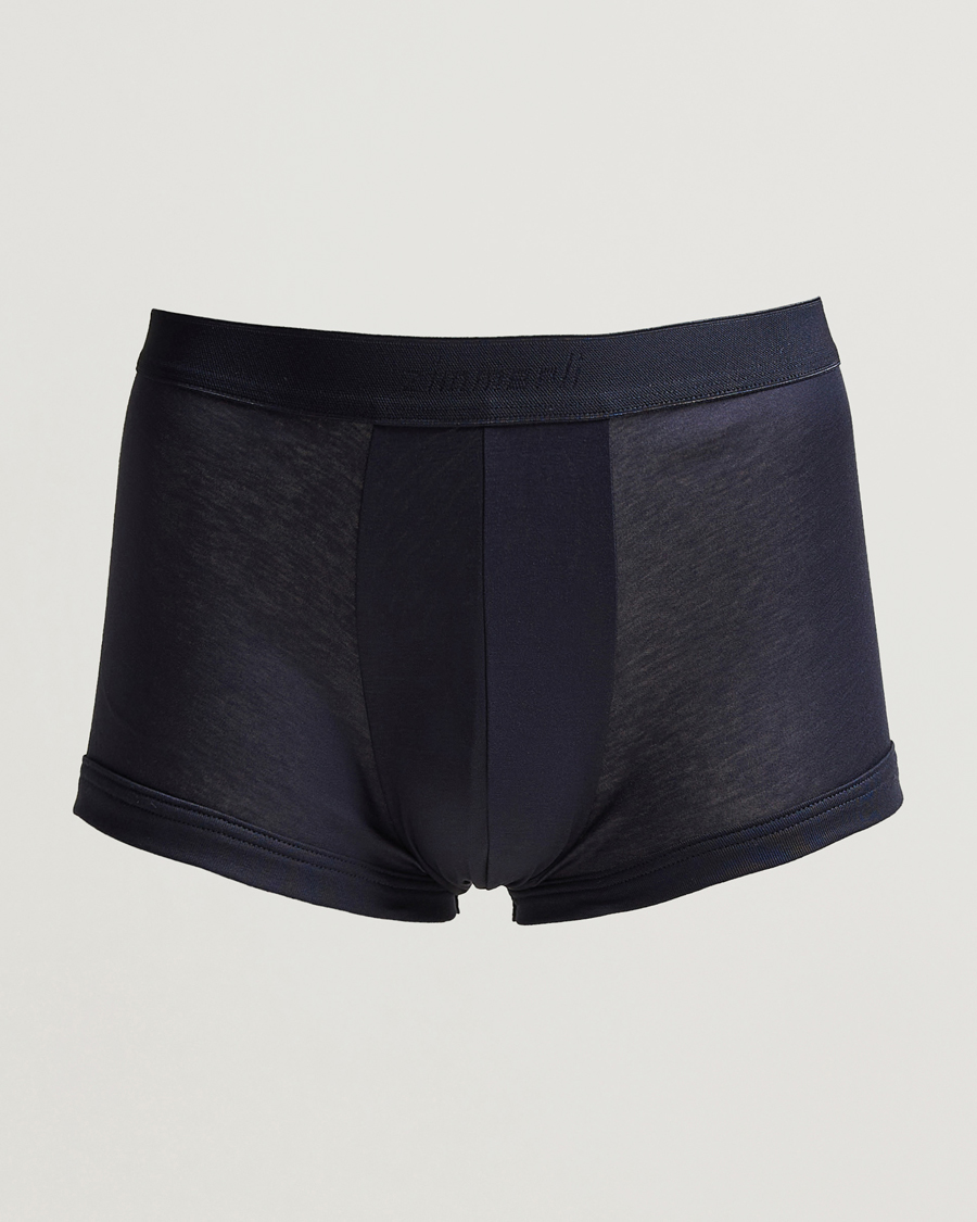 Hombres | Ropa interior y calcetines | Zimmerli of Switzerland | Sea Island Cotton Boxer Briefs Navy