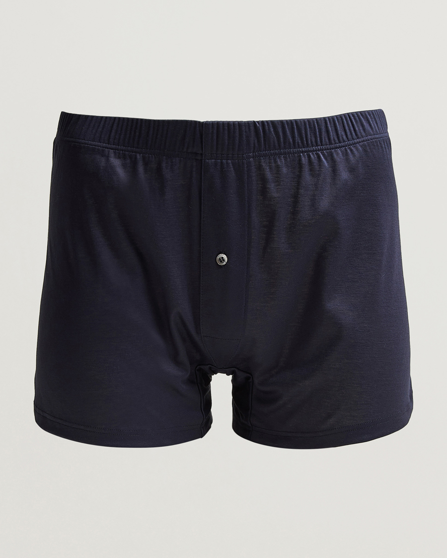 Hombres | Ropa interior y calcetines | Zimmerli of Switzerland | Sea Island Cotton Boxer Shorts Navy