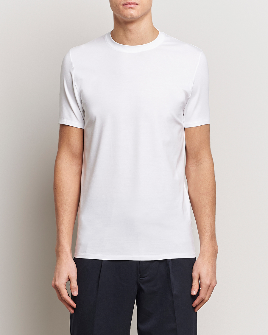 Hombres | Camisetas | Zimmerli of Switzerland | Pureness Modal Crew Neck T-Shirt White