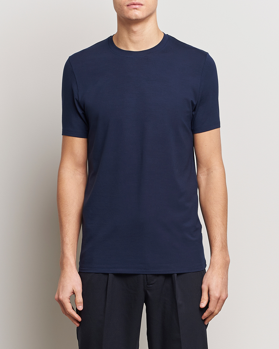 Hombres | Camisetas | Zimmerli of Switzerland | Pureness Modal Crew Neck T-Shirt Navy