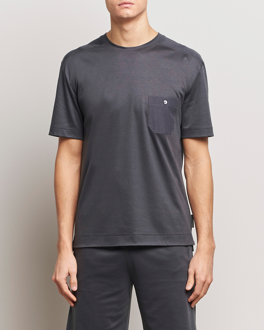 Hombres | Camisetas de pijama | Zimmerli of Switzerland | Cotton/Modal Crew Neck Loungwear T-Shirt Phantom