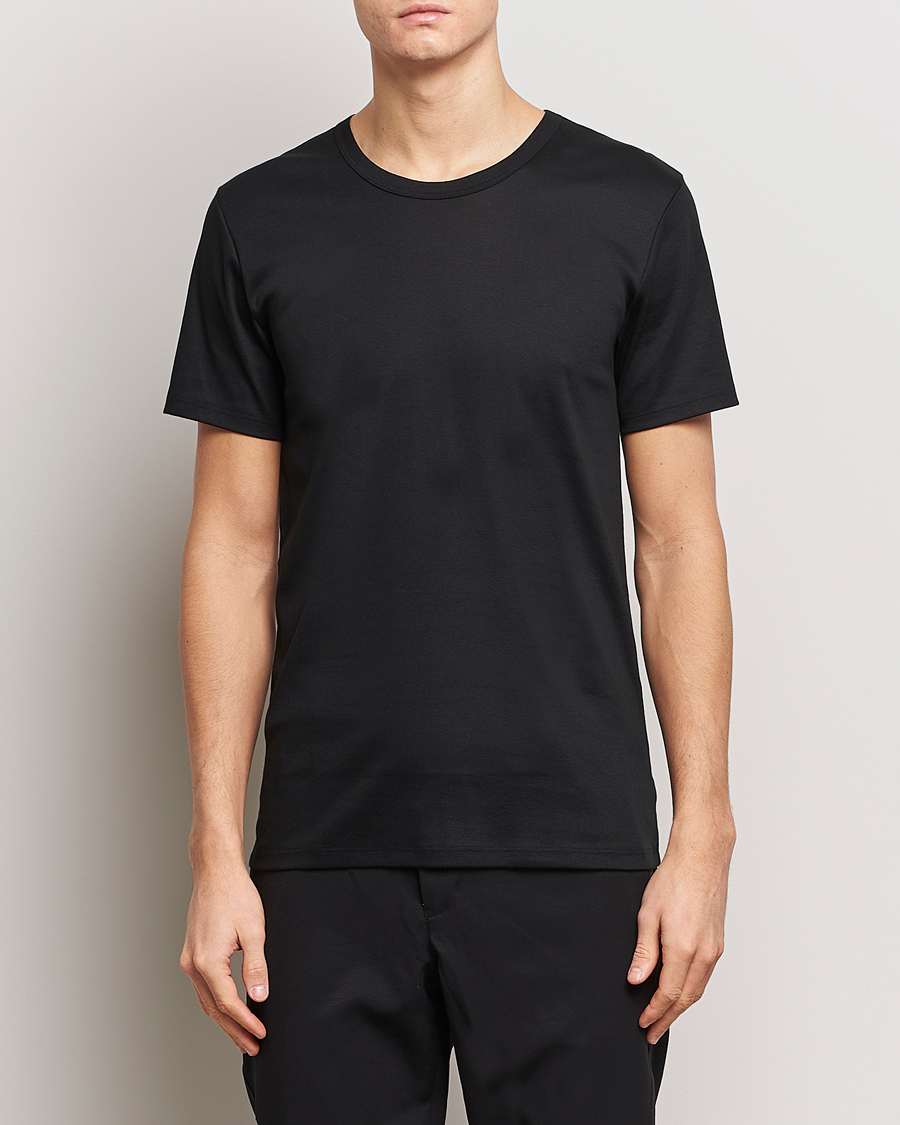 Hombres | Camisetas negras | Zimmerli of Switzerland | Mercerized Cotton Crew Neck T-Shirt Black