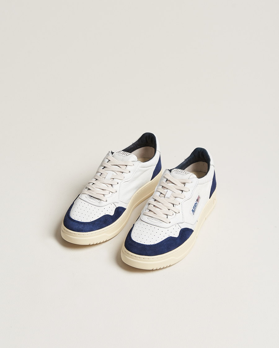 Hombres | Autry | Autry | Medalist Low Goat/Suede Sneaker White/Navy