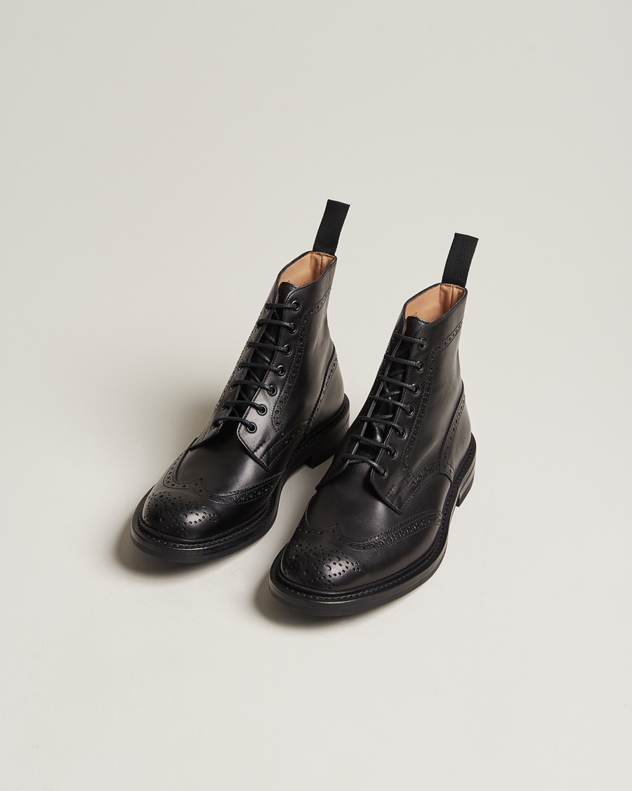 Hombres | Botas negras | Tricker's | Stow Dainite Country Boots Black Calf