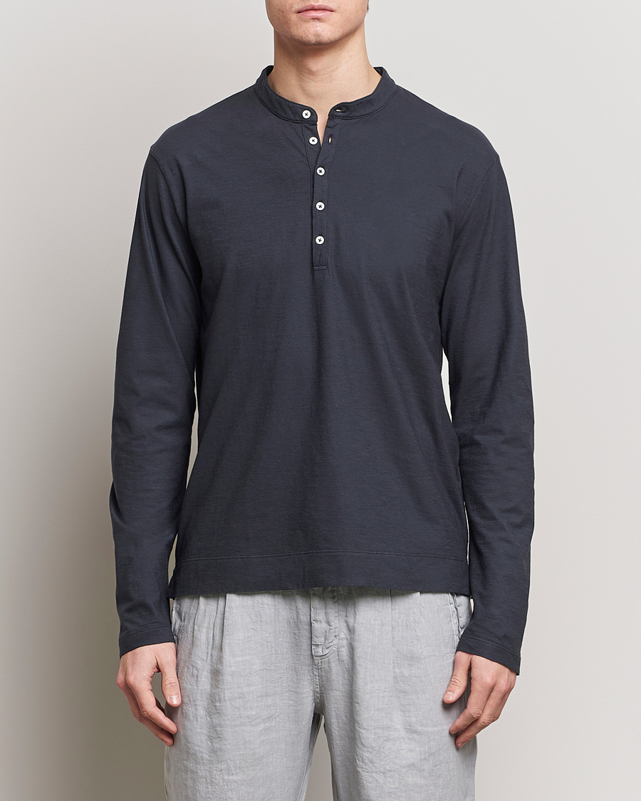 Hombres | Jerséis y prendas de punto | Massimo Alba | Hawai Watercolor Henley Washed Black