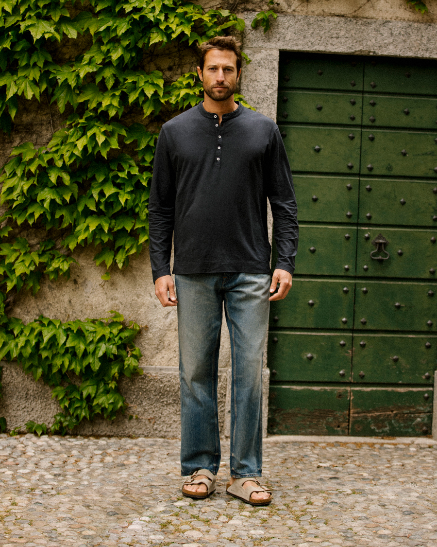 Hombres | Jerséis y prendas de punto | Massimo Alba | Hawai Watercolor Henley Washed Black