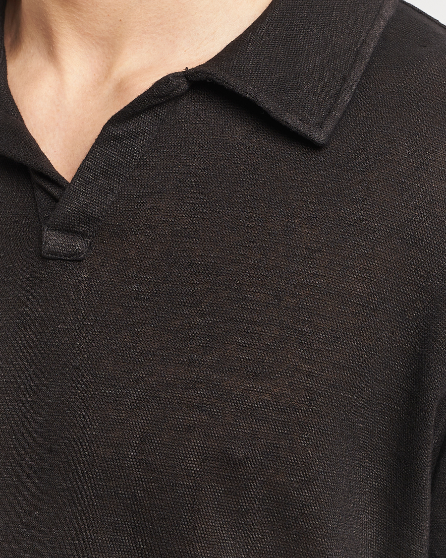 Hombres | Polos | Massimo Alba | Aruba Linen Polo Washed Black