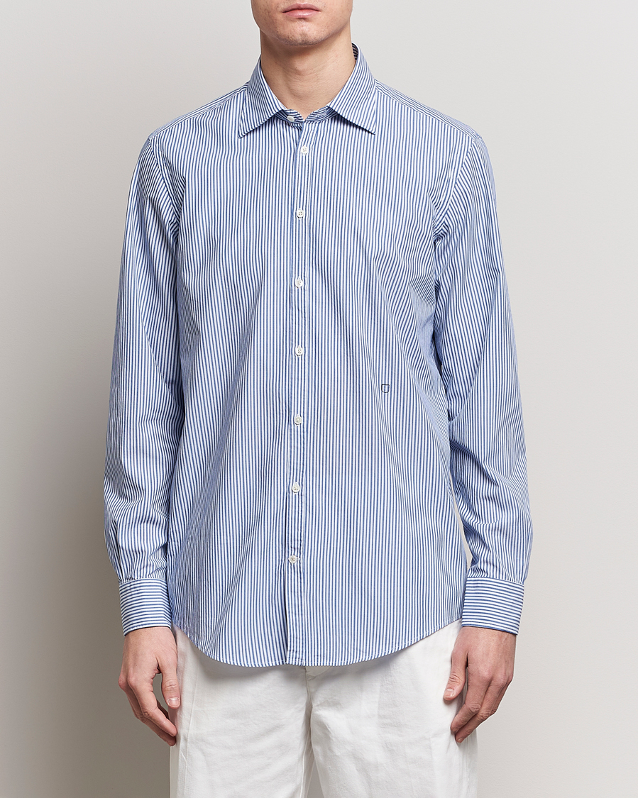 Hombres | Massimo Alba | Massimo Alba | Genova Striped Cotton Shirt Blue Stripes