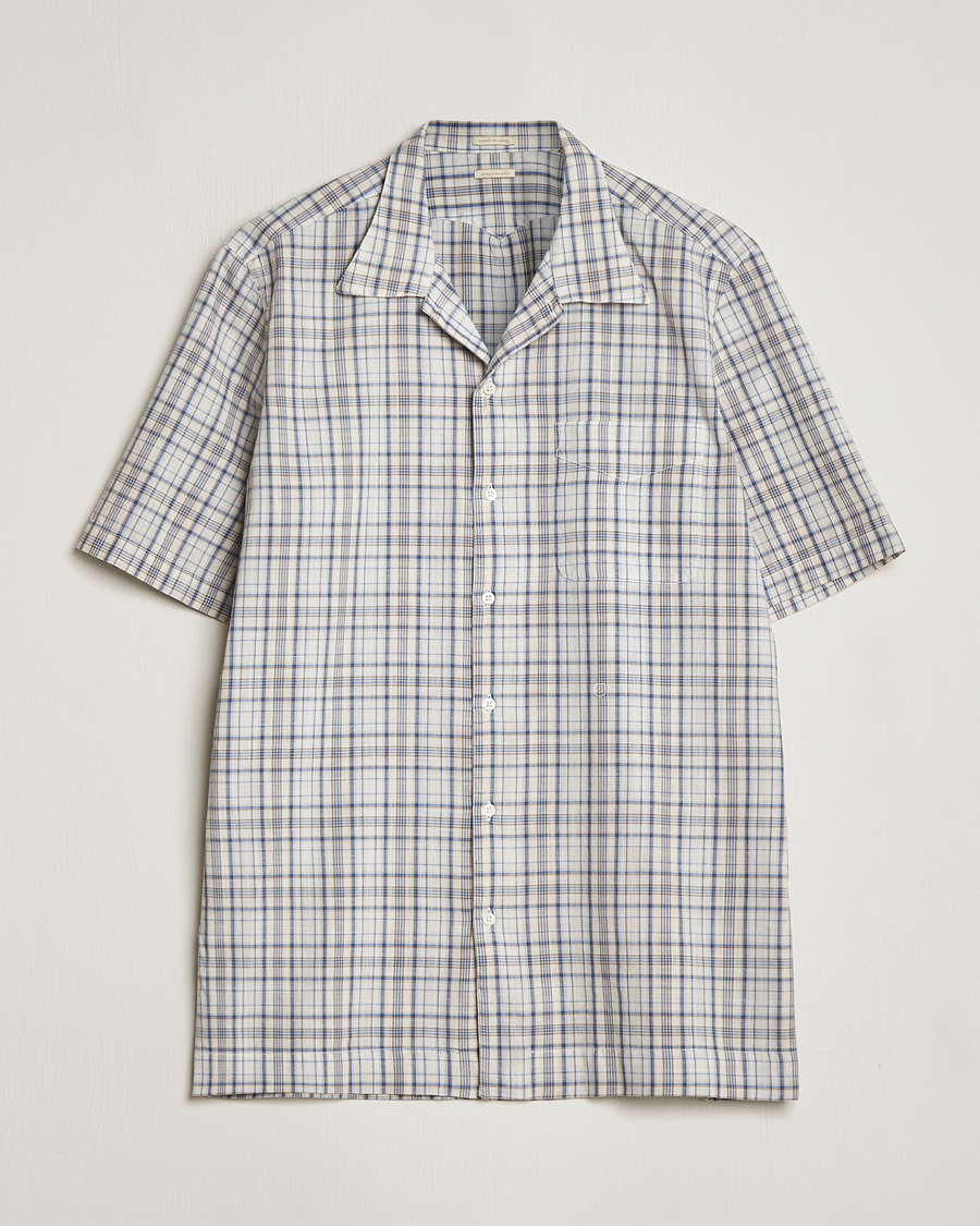 Hombres | Camisas | Massimo Alba | Venice Macro Check Bowling Shirt Blue/Beige