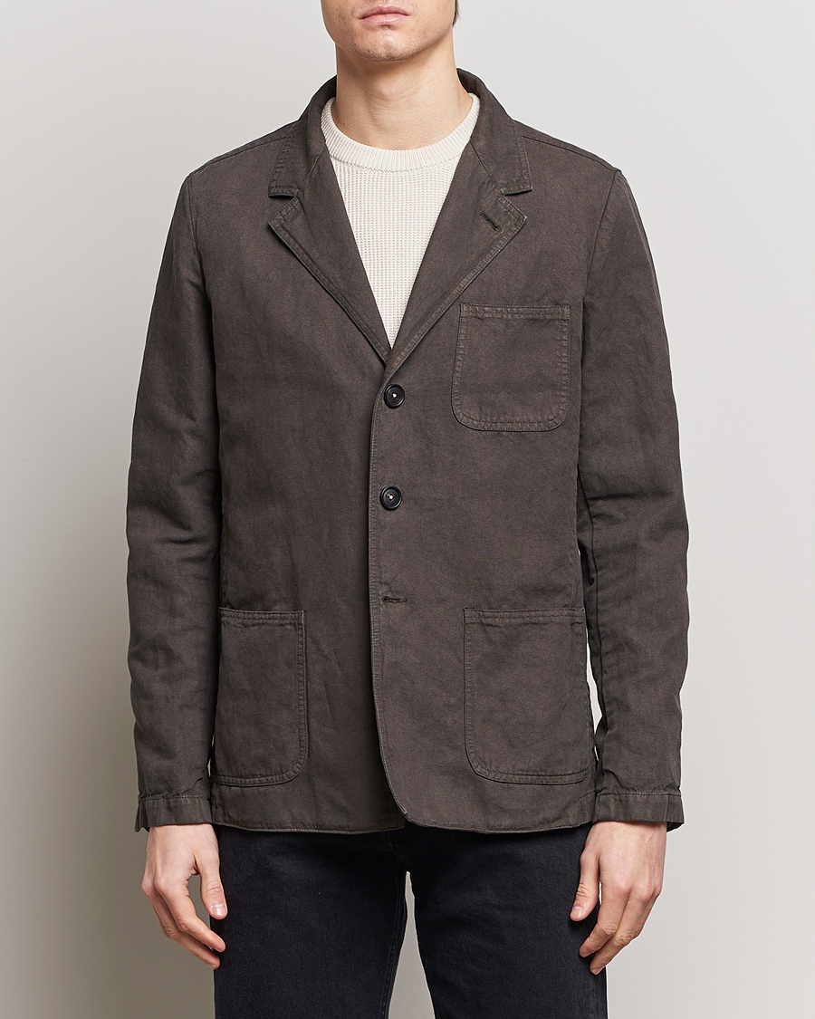 Hombres | Abrigos y chaquetas | Massimo Alba | Baglietto Washed Cotton Work Jacket Dark Brown