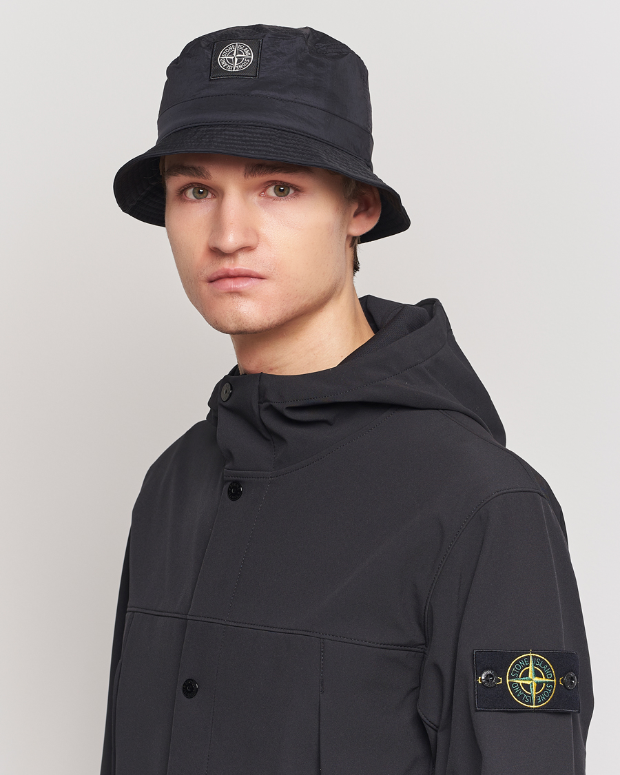 Hombres | Stone Island Logo Bucket Hat Black | Stone Island | Logo Bucket Hat Black