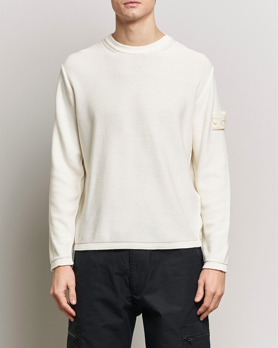 Hombres |  | Stone Island | Ghost Knitted Cotton/Cashmere Sweater Natural Beige