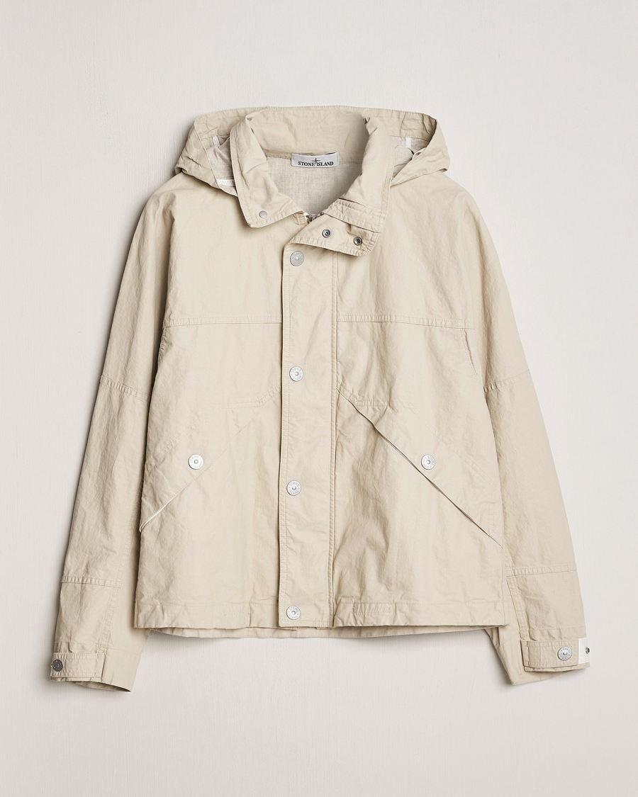Hombres | Abrigos y chaquetas | Stone Island | Marina Pleated Linen Hood Jacket Natural Beige