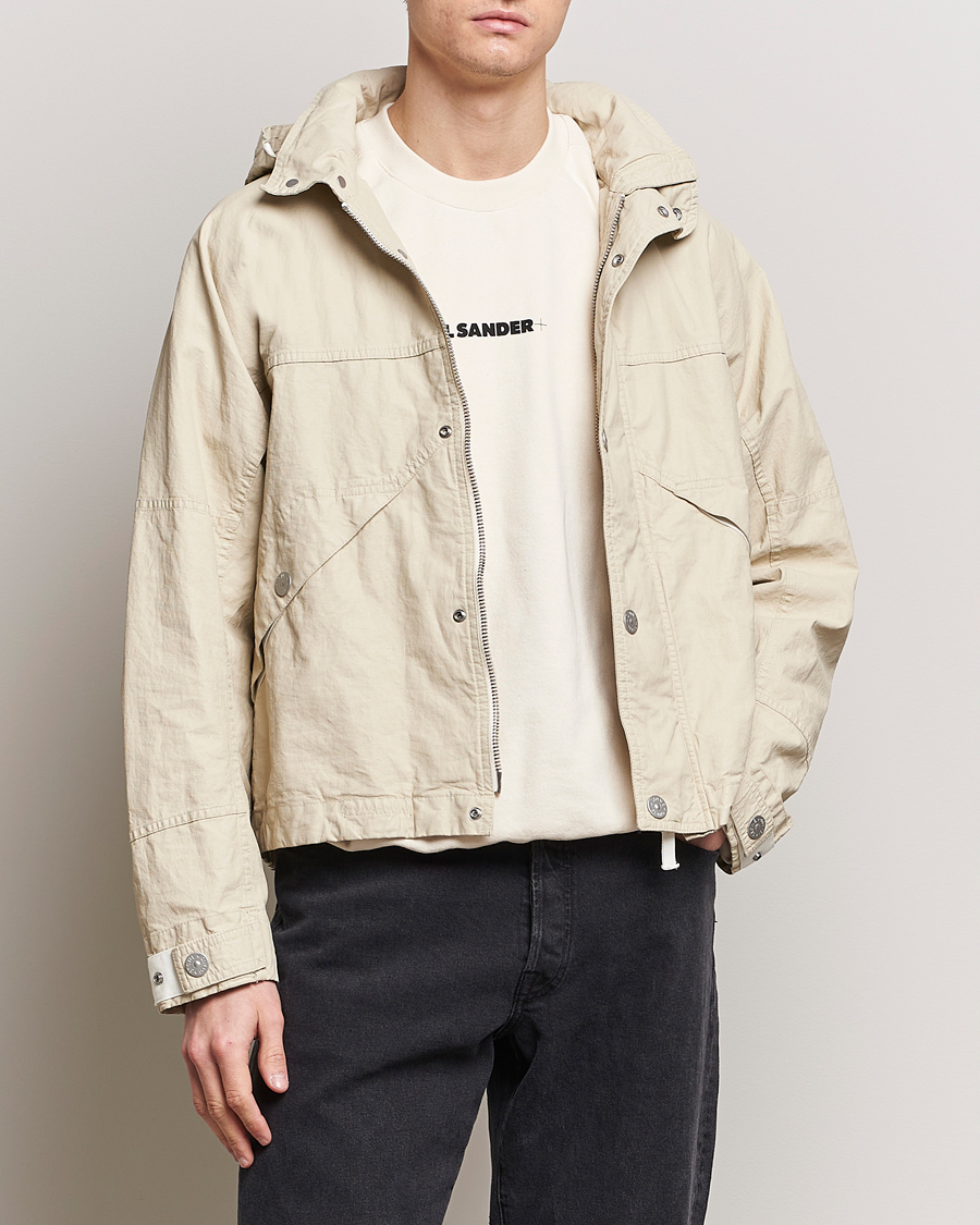 Hombres | Abrigos y chaquetas | Stone Island | Marina Pleated Linen Hood Jacket Natural Beige