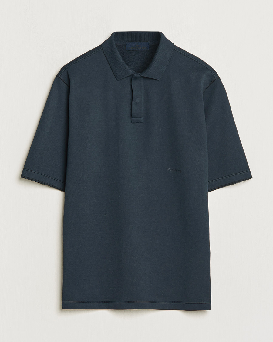 Hombres | Polos | Stone Island | Ghost Garment Dyed Organic Cotton Poloshirt Navy Blue