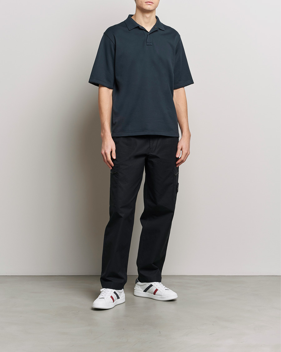 Hombres | Polos | Stone Island | Ghost Garment Dyed Organic Cotton Poloshirt Navy Blue
