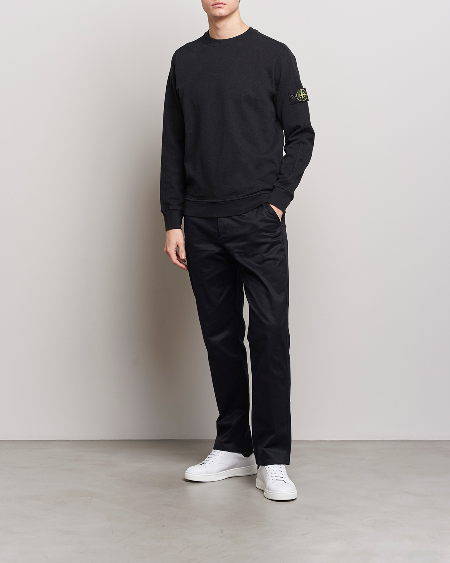 Hombres | Jerséis y prendas de punto | Stone Island | Garment Dyed Cotton Old Effect Sweatshirt Black