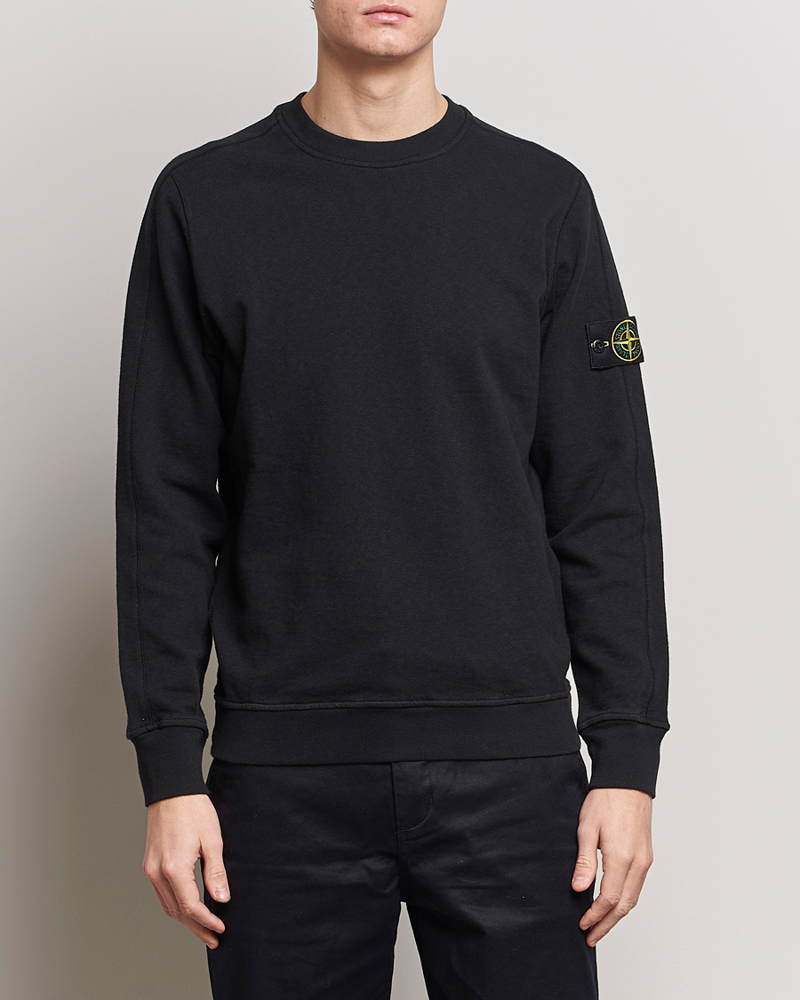 Hombres | Jerséis y prendas de punto | Stone Island | Garment Dyed Cotton Old Effect Sweatshirt Black