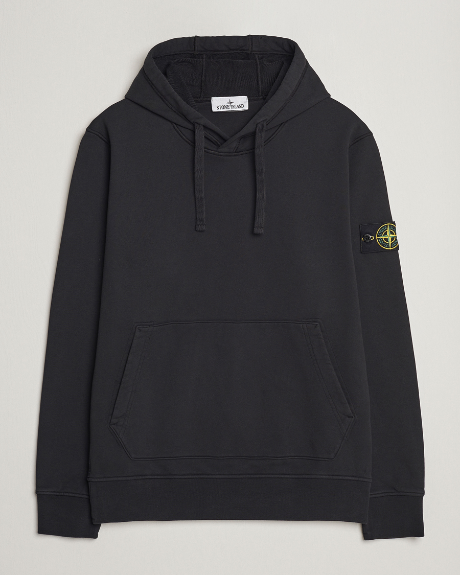 Hombres | Jerséis y prendas de punto | Stone Island | Garment Dyed Cotton Fleece Hood Black