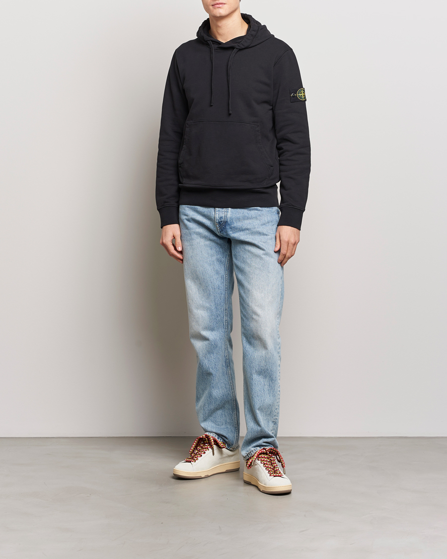 Hombres | Jerséis y prendas de punto | Stone Island | Garment Dyed Cotton Fleece Hood Black