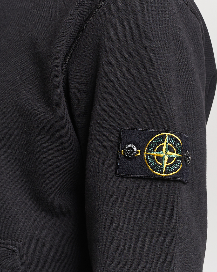 Hombres | Jerséis y prendas de punto | Stone Island | Garment Dyed Cotton Fleece Hood Black