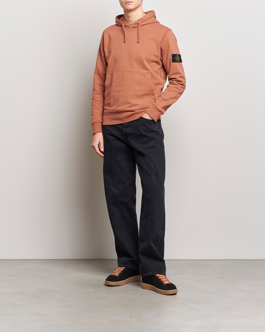 Hombres | Jerséis y prendas de punto | Stone Island | Garment Dyed Cotton Fleece Hood Rust