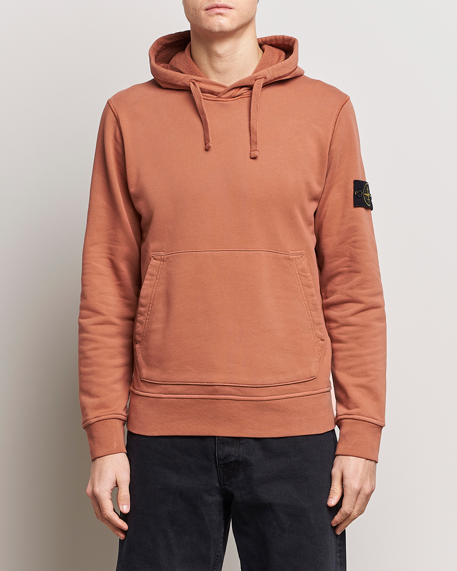 Hombres | Jerséis y prendas de punto | Stone Island | Garment Dyed Cotton Fleece Hood Rust