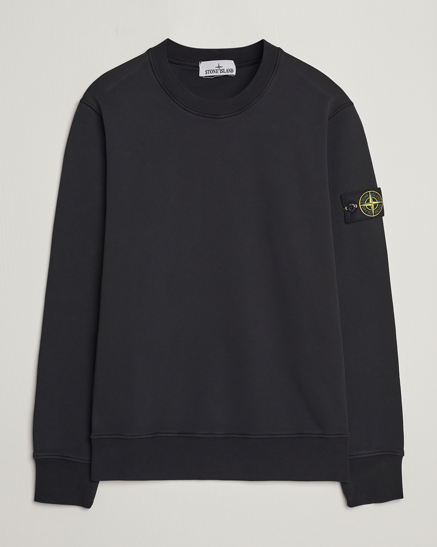 Hombres | Jerséis y prendas de punto | Stone Island | Garment Dyed Cotton Sweatshirt Black