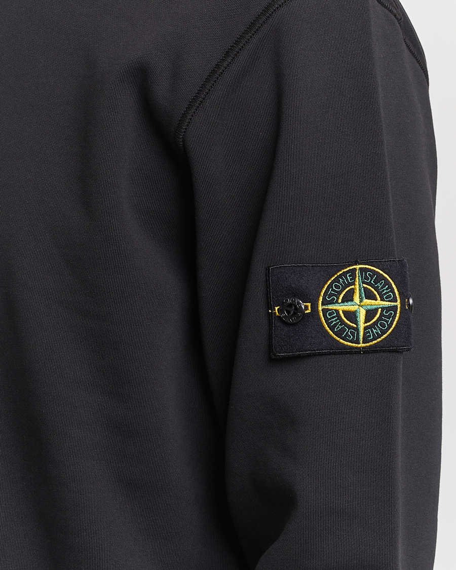 Hombres | Jerséis y prendas de punto | Stone Island | Garment Dyed Cotton Sweatshirt Black