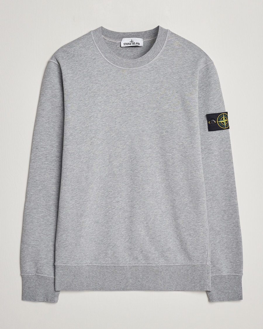 Hombres | Jerséis y prendas de punto | Stone Island | Garment Dyed Cotton Sweatshirt Melange Grey