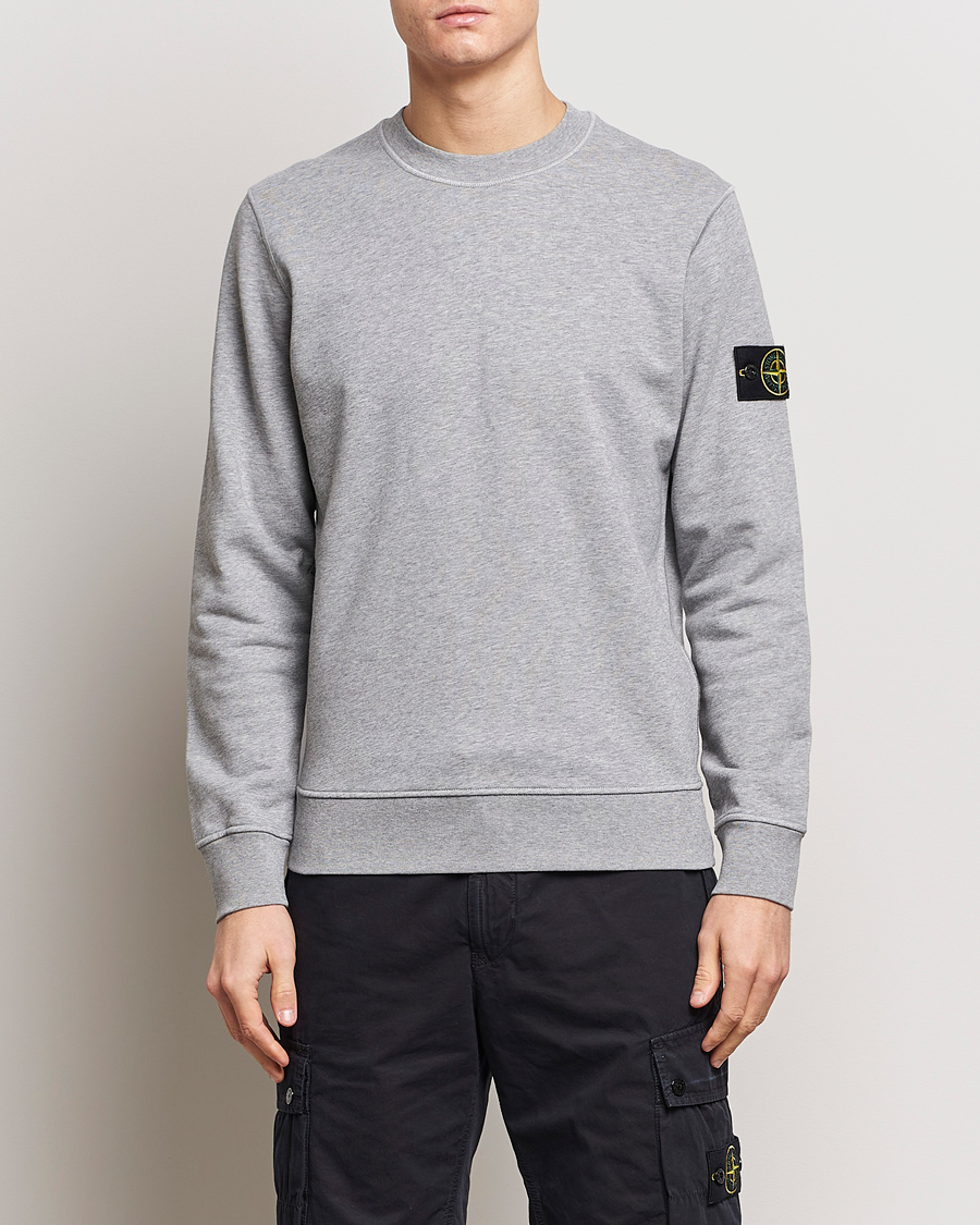 Hombres | Jerséis y prendas de punto | Stone Island | Garment Dyed Cotton Sweatshirt Melange Grey