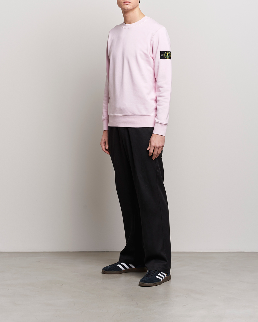 Hombres | Jerséis y prendas de punto | Stone Island | Garment Dyed Cotton Sweatshirt Pink