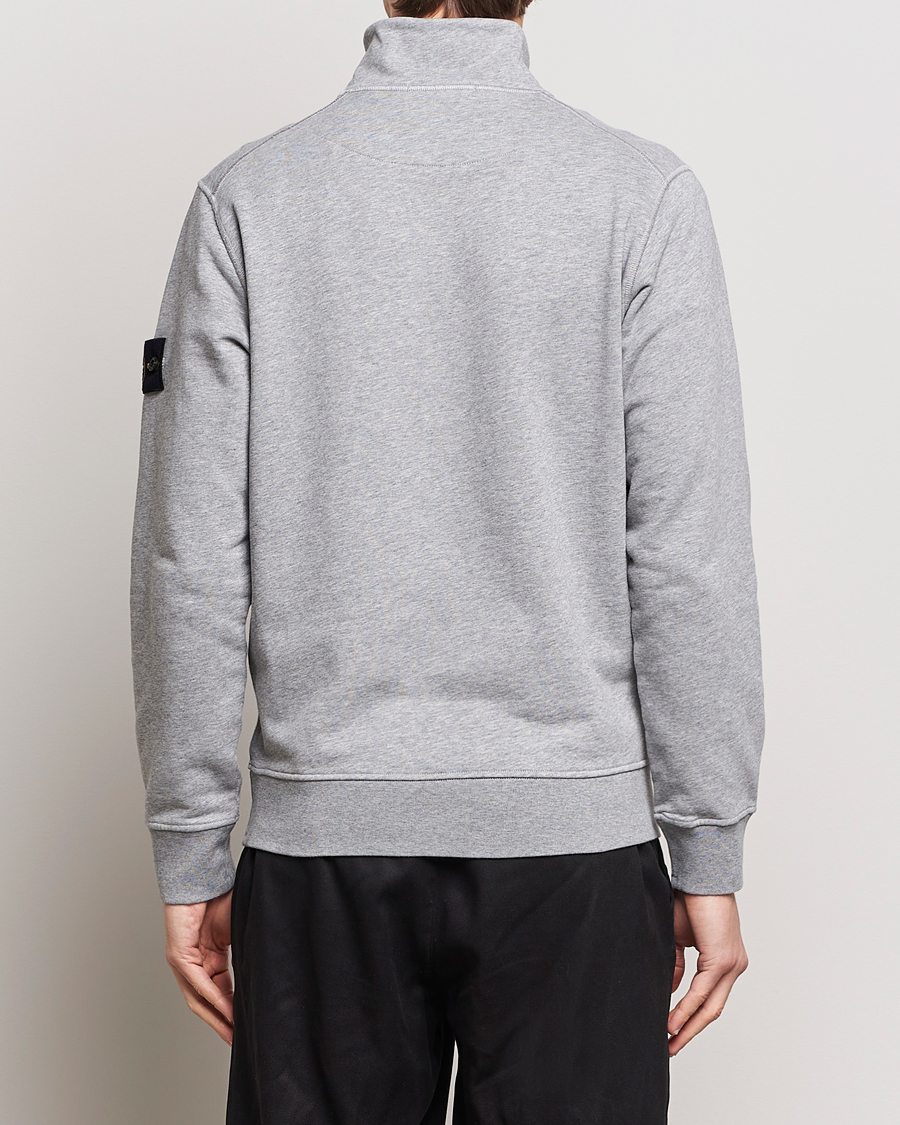 Hombres | Jerséis y prendas de punto | Stone Island | Garment Dyed Cotton Half Zip Melange Grey