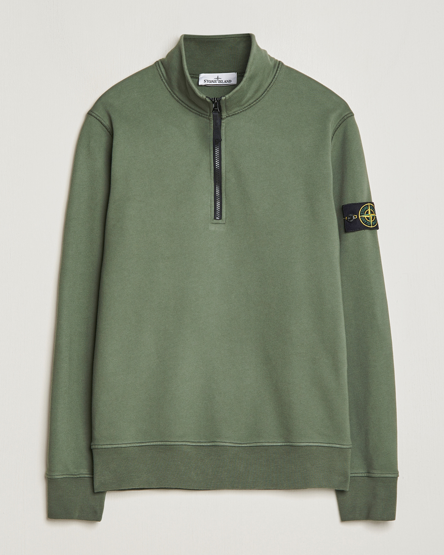 Hombres | Jerséis y prendas de punto | Stone Island | Garment Dyed Cotton Half Zip Musk