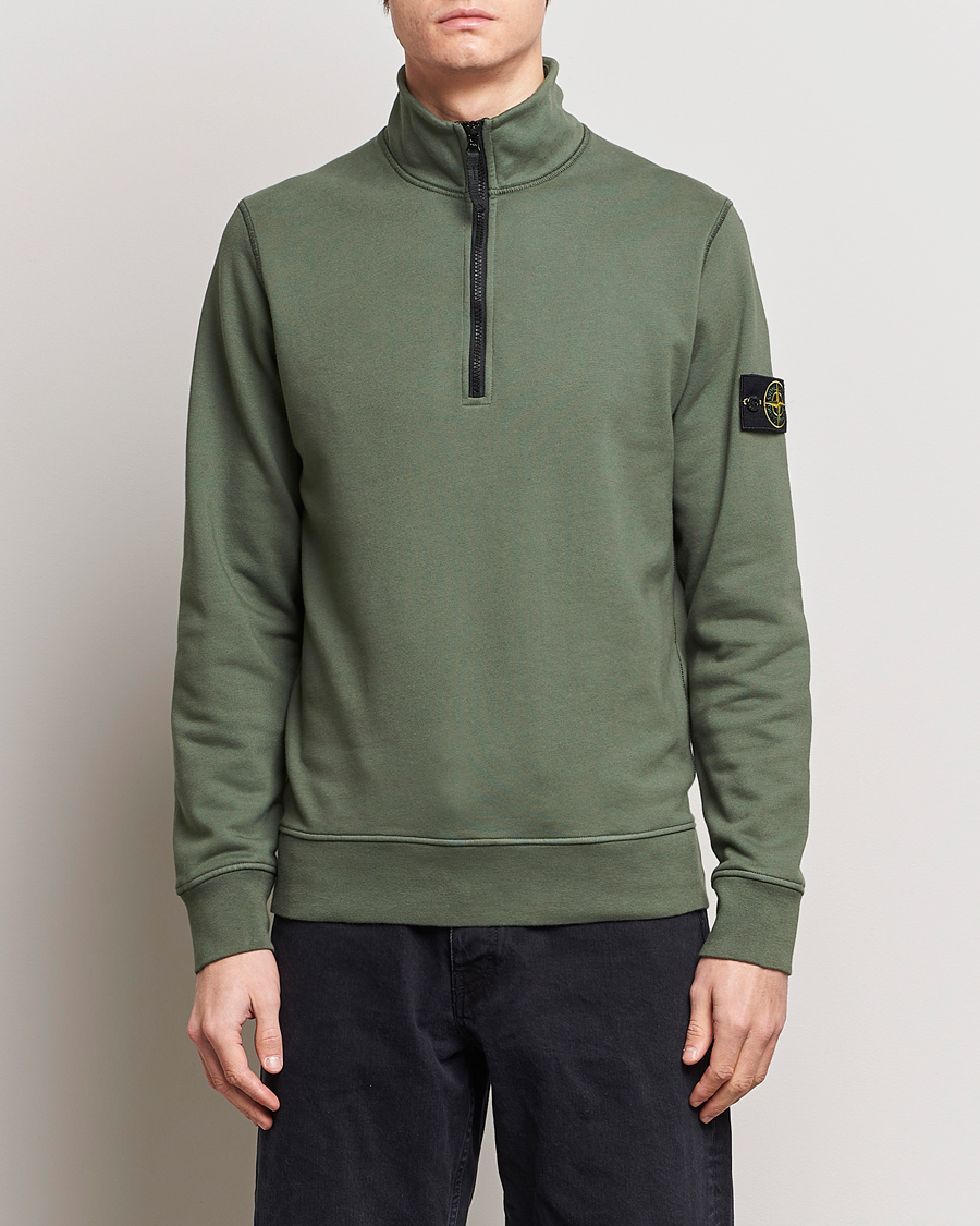 Hombres | Jerséis y prendas de punto | Stone Island | Garment Dyed Cotton Half Zip Musk