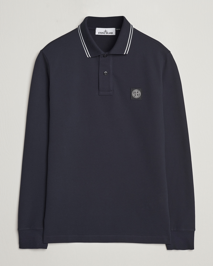 Hombres | Jerséis y prendas de punto | Stone Island | Organic Cotton Stretch Pique Navy Blue