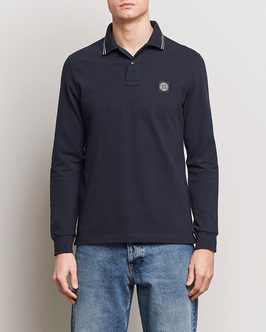 Hombres | Jerséis y prendas de punto | Stone Island | Organic Cotton Stretch Pique Navy Blue