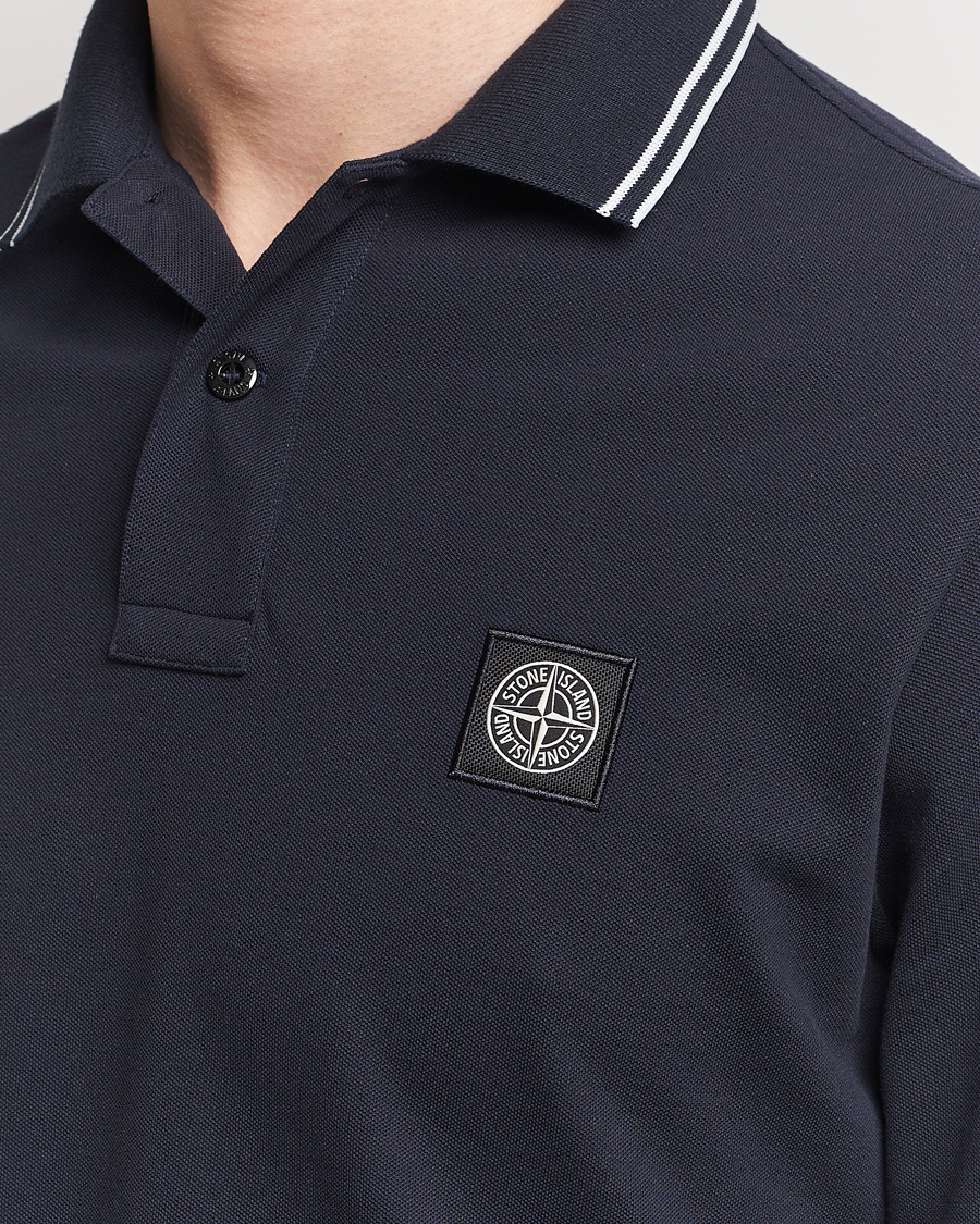 Hombres | Jerséis y prendas de punto | Stone Island | Organic Cotton Stretch Pique Navy Blue