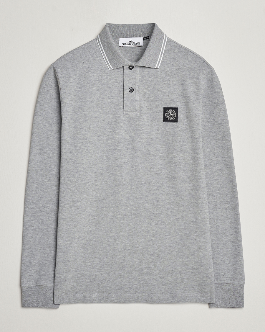 Hombres | Jerséis y prendas de punto | Stone Island | Organic Cotton Stretch Pique Melange Grey