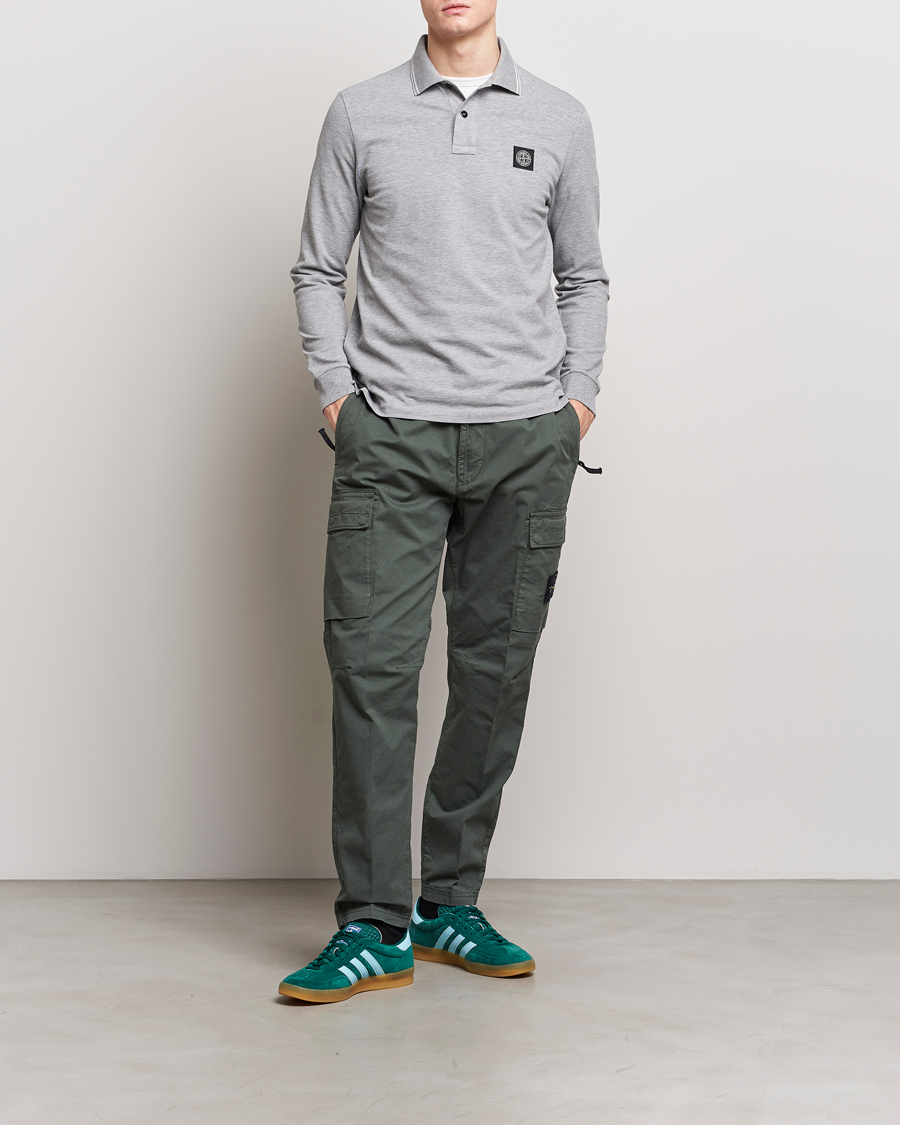 Hombres | Jerséis y prendas de punto | Stone Island | Organic Cotton Stretch Pique Melange Grey
