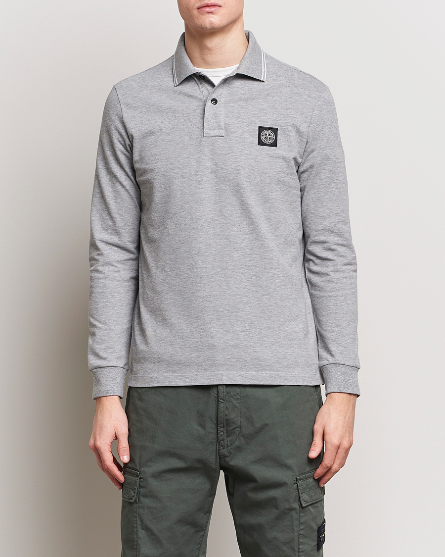 Hombres | Jerséis y prendas de punto | Stone Island | Organic Cotton Stretch Pique Melange Grey